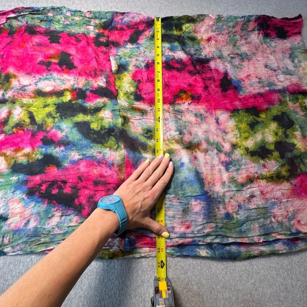 Fay Et‎ Fille Modal Silk Infiniti Scarf Floral Rectangle Pink Green Blue 24x72